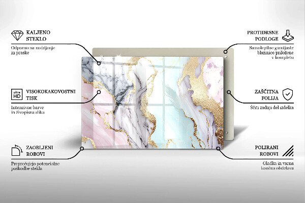 Protetor de fogão de vidro Mármore pastel