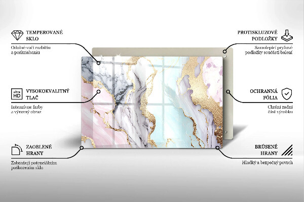 Protetor de fogão de vidro Mármore pastel