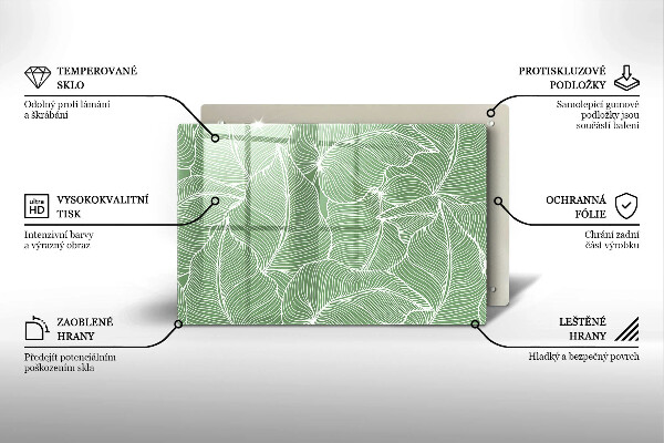 Protetor em vidro para fogão Folhas lineares