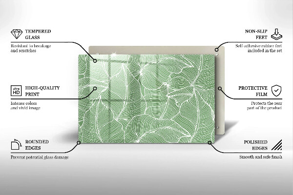 Protetor em vidro para fogão Folhas lineares