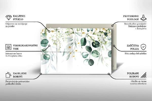 Protetor para fogão de vidro Plantas em aquarela