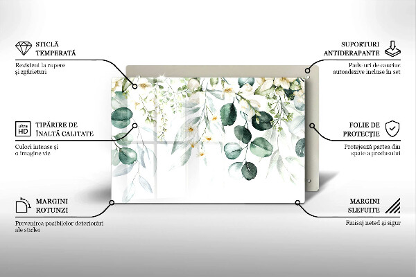Protetor para fogão de vidro Plantas em aquarela