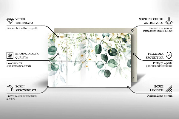 Protetor para fogão de vidro Plantas em aquarela