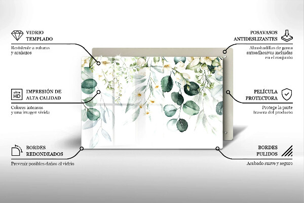Protetor para fogão de vidro Plantas em aquarela