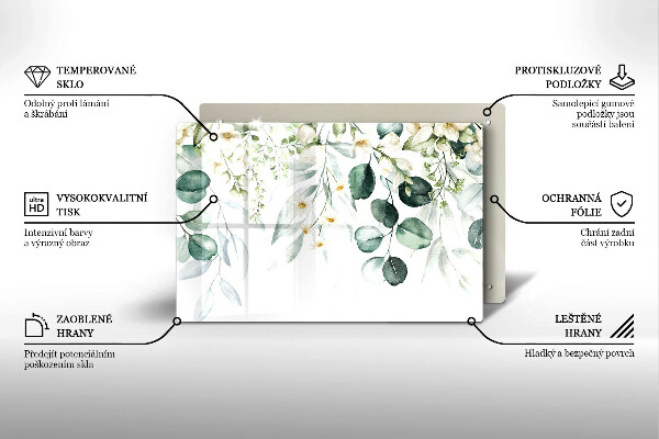 Protetor para fogão de vidro Plantas em aquarela