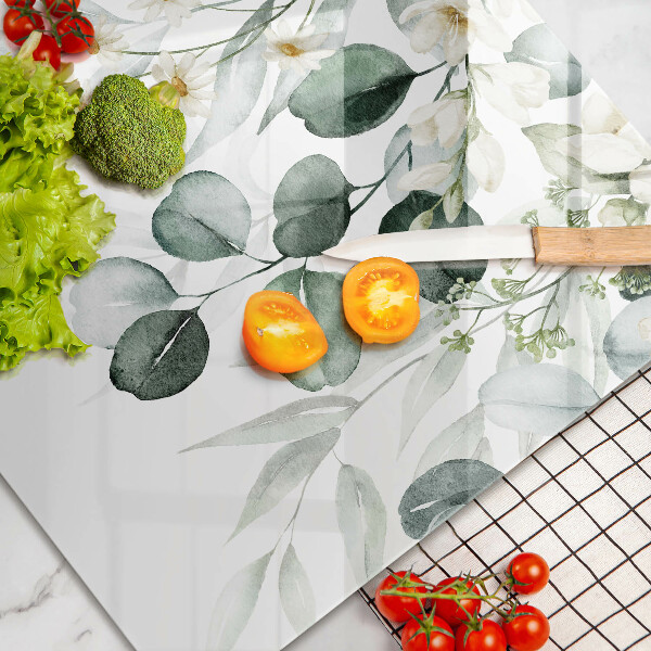 Protetor para fogão de vidro Plantas em aquarela