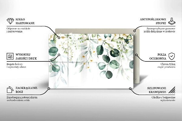 Protetor para fogão de vidro Plantas em aquarela