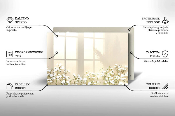Protetor para fogão de vidro Flores boho de Gypsophila