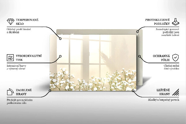 Protetor para fogão de vidro Flores boho de Gypsophila