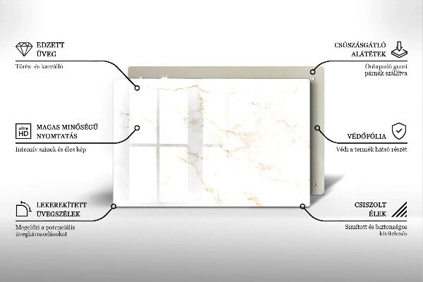 Protetor em vidro para fogão Pedra de mármore elegante
