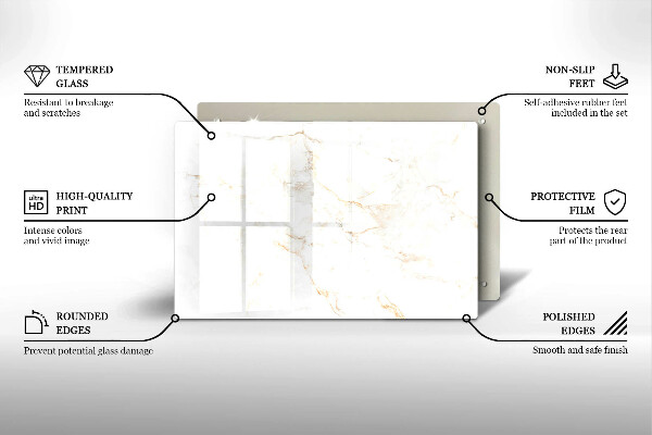 Protetor em vidro para fogão Pedra de mármore elegante