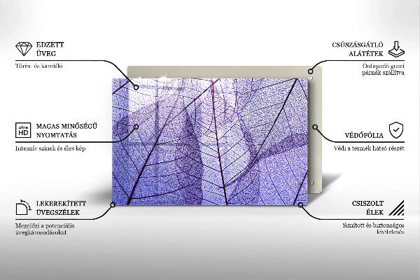 Protetor de fogão de vidro Folhas com nervuras
