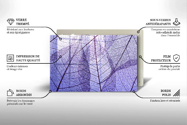 Protetor de fogão de vidro Folhas com nervuras