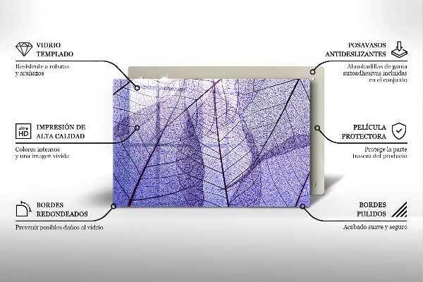 Protetor de fogão de vidro Folhas com nervuras