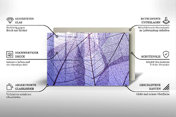 Protetor de fogão de vidro Folhas com nervuras