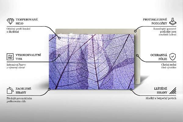 Protetor de fogão de vidro Folhas com nervuras