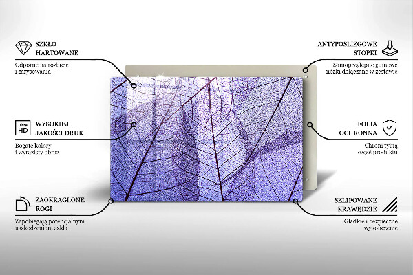 Protetor de fogão de vidro Folhas com nervuras