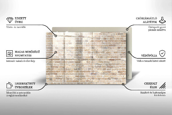 Protetor de fogão de vidro Parede de tijolos claros