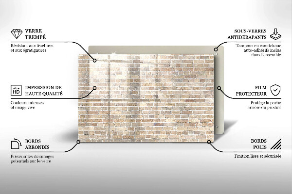 Protetor de fogão de vidro Parede de tijolos claros