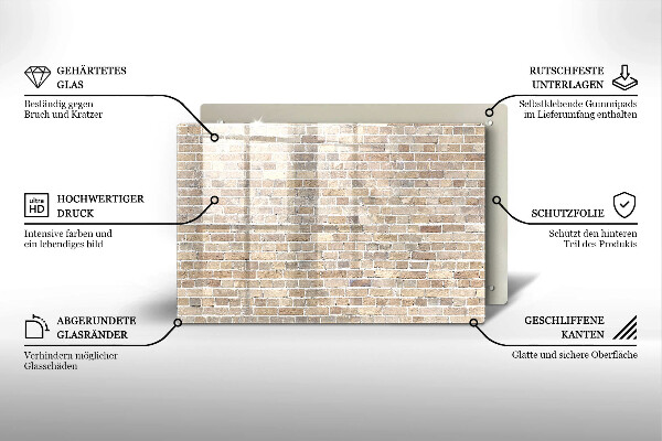 Protetor de fogão de vidro Parede de tijolos claros