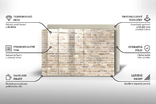 Protetor de fogão de vidro Parede de tijolos claros
