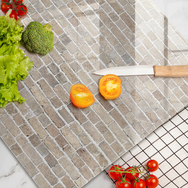 Protetor de fogão de vidro Parede de tijolos claros