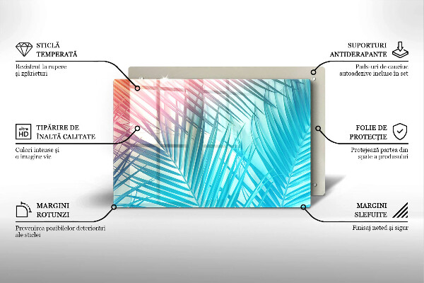 Protetor de fogão de vidro Folhas pastéis