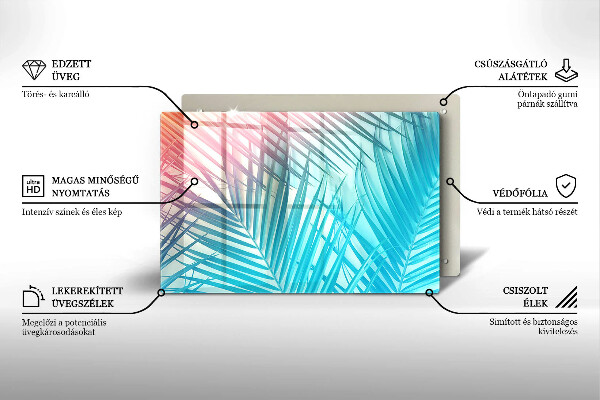 Protetor de fogão de vidro Folhas pastéis