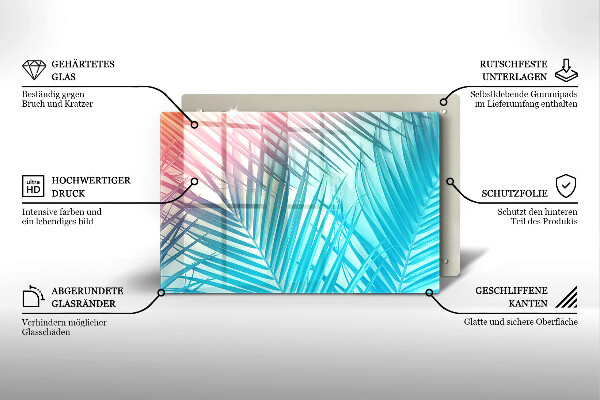 Protetor de fogão de vidro Folhas pastéis