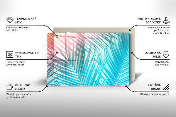 Protetor de fogão de vidro Folhas pastéis