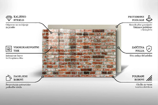 Protetor em vidro para fogão Parede de tijolos antigos
