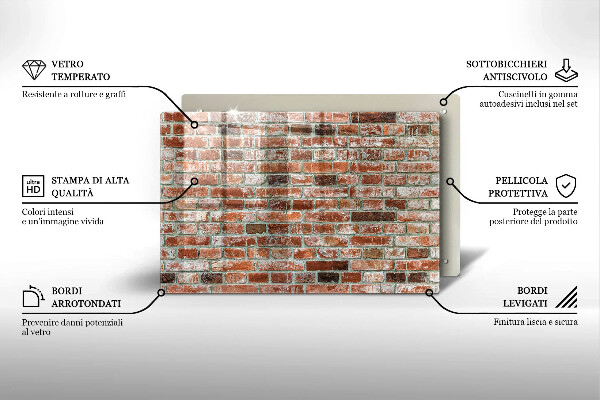 Protetor em vidro para fogão Parede de tijolos antigos