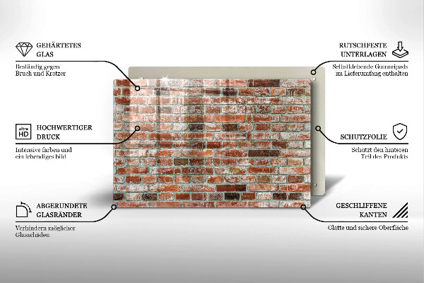 Protetor em vidro para fogão Parede de tijolos antigos