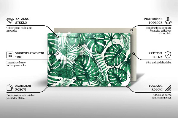 Protetor de fogão de vidro Folhas de Monstera