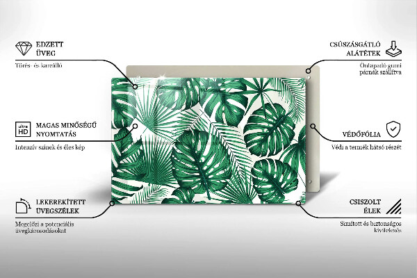 Protetor de fogão de vidro Folhas de Monstera