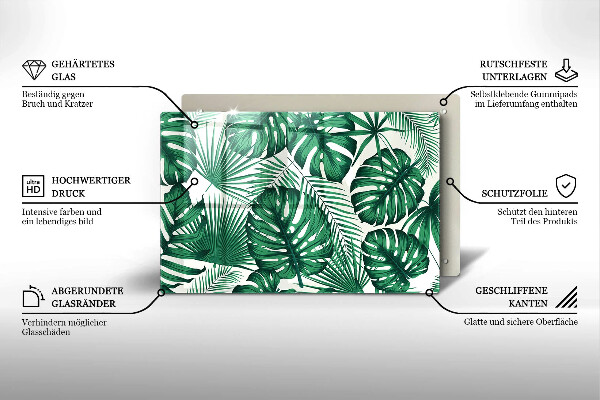 Protetor de fogão de vidro Folhas de Monstera