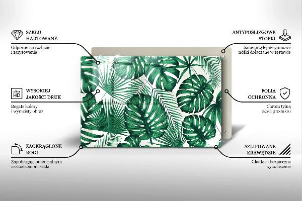 Protetor de fogão de vidro Folhas de Monstera