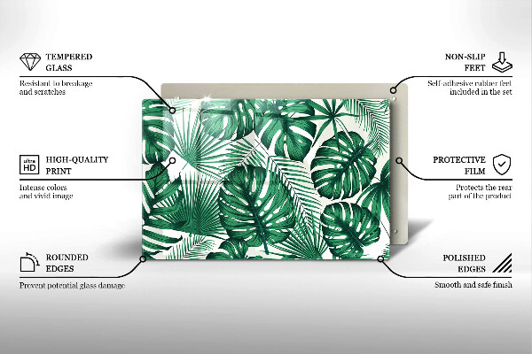 Protetor de fogão de vidro Folhas de Monstera