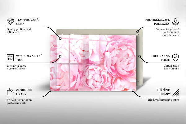 Protetor de fogão de vidro Peônias delicadas
