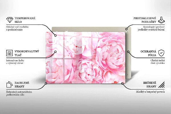 Protetor de fogão de vidro Peônias delicadas