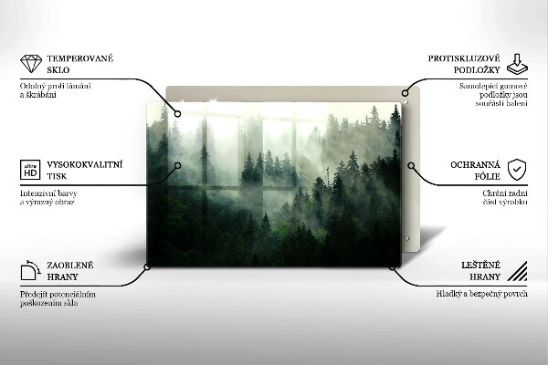 Protetor em vidro para fogão Paisagem de floresta enevoada