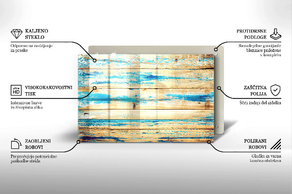 Protetor em vidro para fogão Tábuas de madeira retrô