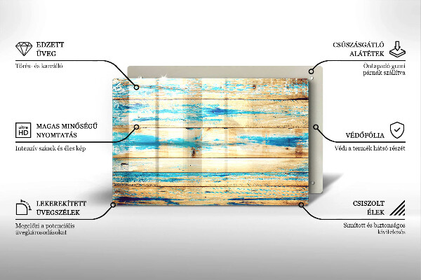 Protetor em vidro para fogão Tábuas de madeira retrô