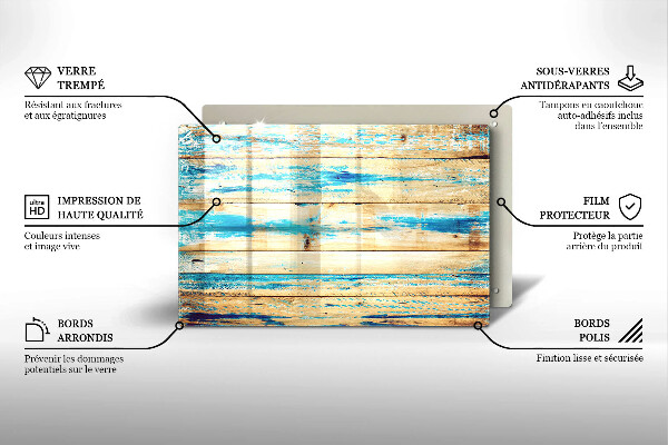 Protetor em vidro para fogão Tábuas de madeira retrô