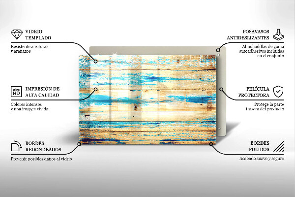 Protetor em vidro para fogão Tábuas de madeira retrô