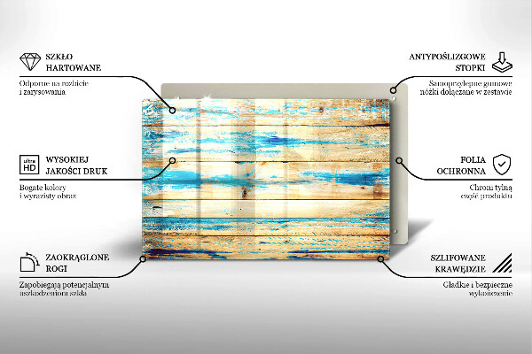 Protetor em vidro para fogão Tábuas de madeira retrô