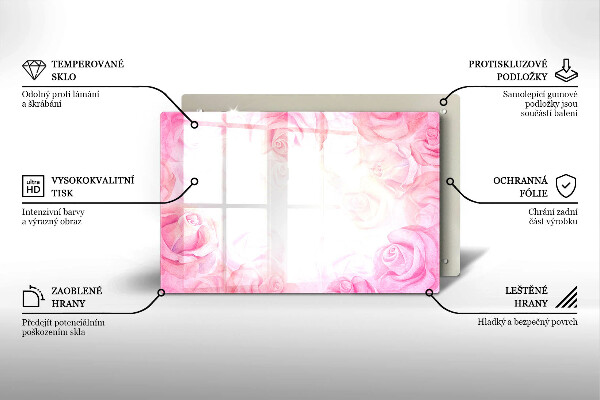 Protetor de fogão de vidro Fundo de rosas delicadas