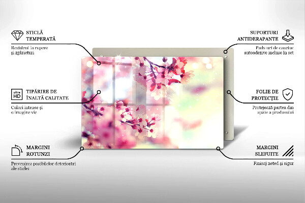 Protetor em vidro para fogão Flores de macieira da natureza
