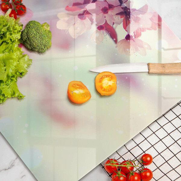 Protetor em vidro para fogão Flores de macieira da natureza