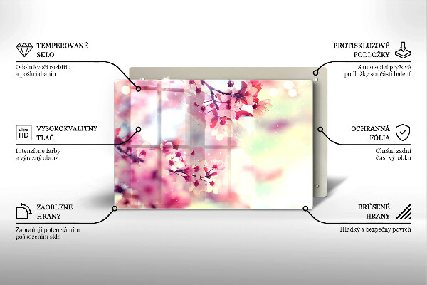 Protetor em vidro para fogão Flores de macieira da natureza